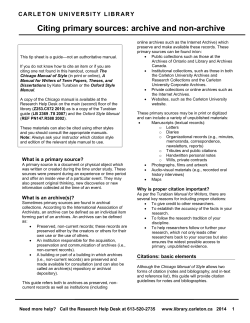 Citing Primary Sources - MacOdrum Library
