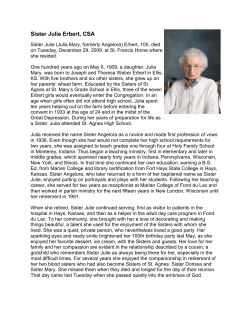 Sister Julie Erbert, CSA - Congregation of Sisters of St. Agnes