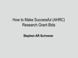 successful research grant - Arts and Humanities Research Council