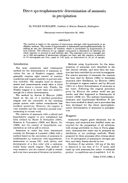 Direct spectrophotometric determination of ammonia in precipitation