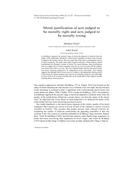 Moral justification of acts judged to be morally right and acts