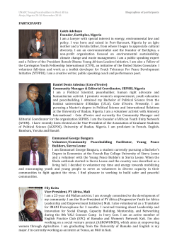 PARTICIPANTS Caleb Adebayo Founder, Earthplus, Nigeria I am a