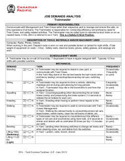 JOB DEMANDS ANALYSIS Trainmaster