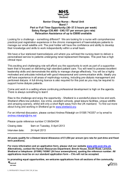 Senior Charge Nurse &ndash; Renal Unit Band 7 Part or Full Time