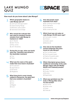 LAKE MUNGO QUIZ