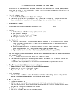 Pack Summer Camp Presentation Cheat Sheet