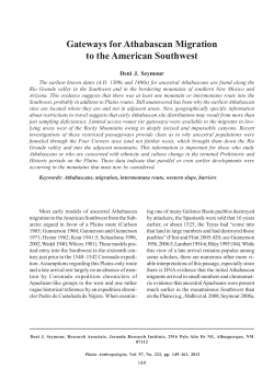 Gateways for Athabascan Migration to the American Southwest