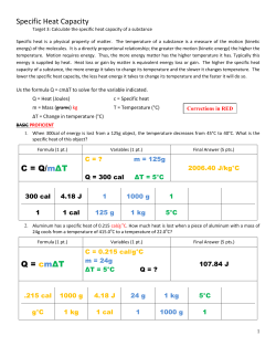 Specific Heat Capacity Word Problems KEY