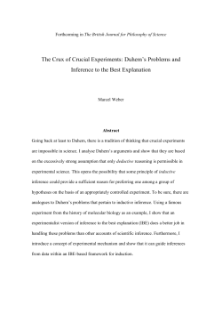 The Crux of Crucial Experiments: Duhem`s Problems and Inference