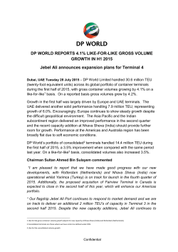 DP WORLD REPORTS 4.1% LIKE-FOR