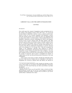 LORENZO VALLA AND THE LIMITS OF IMAGINATION Lodi