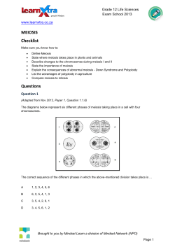 MEIOSIS Checklist Questions - Mindset Learn