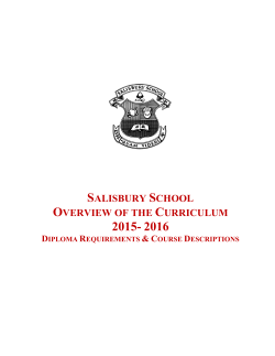 SALISBURY SCHOOL OVERVIEW OF THE CURRICULUM