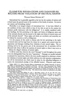 Claims for Reparations and Damages Resulting From Violation of