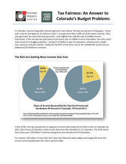 Tax Fairness: An Answer to Colorado`s Budget Problems