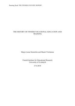 THE HISTORY OF FINNISH VOCATIONAL EDUCATION - Nord-Vet