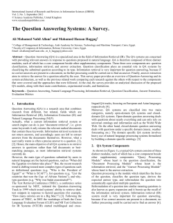 The Question Answering Systems: A Survey. - HOME