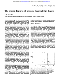 The clinical features of unstable haemoglobin disease