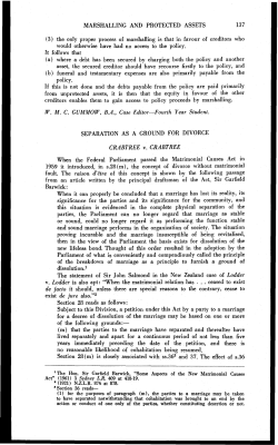 Marks, B --- "Separation as a Ground for Divorce: Crabtree v