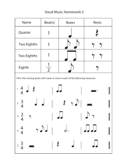 Vocal Music Homework 5 Name Beat(s) Notes Rests Two Eighths