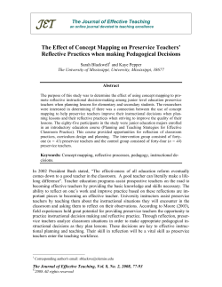 The Effect of Concept Mapping on Preservice Teachers` Reflective