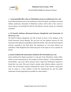 1. Israel partially lifts a ban on Palestinian access to settlements