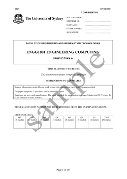 ENGG1801 ENGINEERING COMPUTING