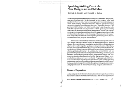 Speaking-Writing Curricula: New Designs on an Old Idea