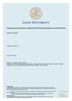 Preparing for Preparedness - Shaping Crisis Planning Processes in