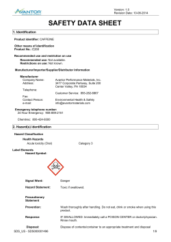 Material Safety Data Sheet - Avantor Performance Materials