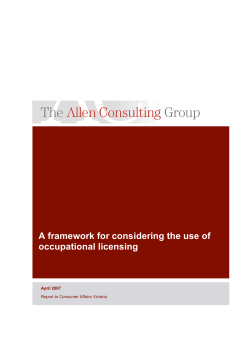 A framework for considering the use of occupational licensing (2007)