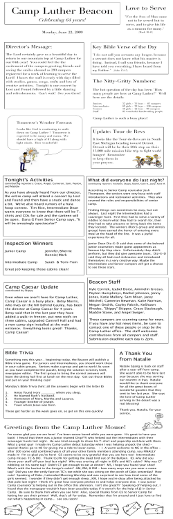 Monday - Camp Luther, WV