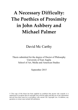 The Poethics of Proximity: A Necessary Difficulty