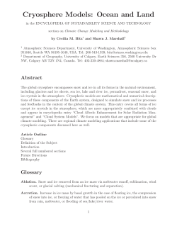 Cryosphere Models: Ocean and Land