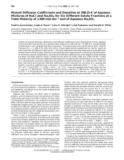 Mutual Diffusion Coefficients and Densities at