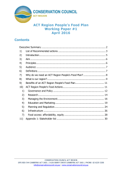 ACT Region People`s Food Plan Working Paper #1 April 2016