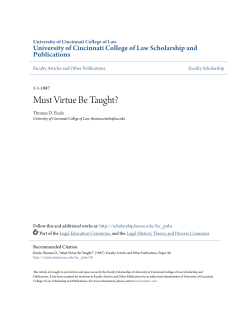 Must Virtue Be Taught? - University of Cincinnati College of Law