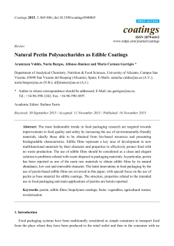 Natural Pectin Polysaccharides as Edible Coatings