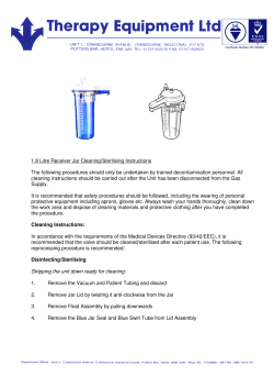 1.8 Litre Receiver Jar Cleaning/Sterilising Instructions The following