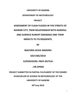 ASSESSMENT OF FLASH FLOODS IN THE STREETS OF NAIROBI