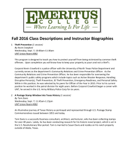 Fall 2016 Class Descriptions and Instructor Biographies