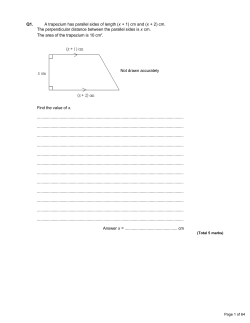 Q1. A trapezium has parallel sides of length (x + 1) cm and (x + 2