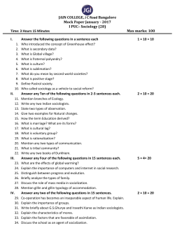 I PUC Sociology Mock Paper