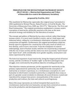 PRINCIPLES FOR THE REVOLUTIONARY MATRIARCHY SOCIETY