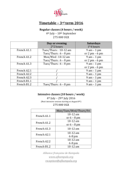 Timetable – 3rd term 2016 - Alliance Française de Kampala