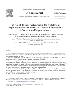 The role of defense mechanisms in the modulation of anger
