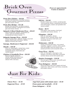 Brick Oven Gourmet Pizzas Just For Kids