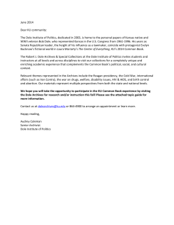 June 2014 Dear KU community: The Dole Institute of Politics