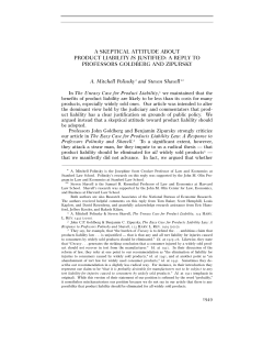 a skeptical attitude about product liability is justified: a reply to