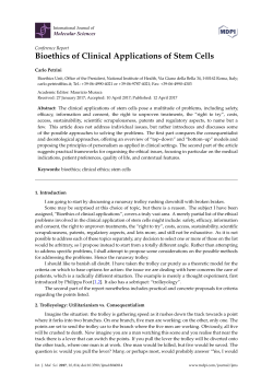 Bioethics of Clinical Applications of Stem Cells